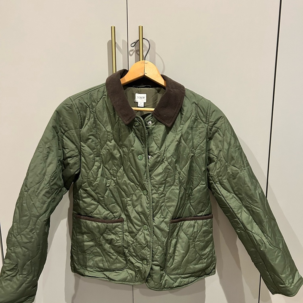 J. Crew Olive Quilted Barn Jacket
